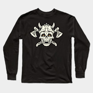 Viking Skull with Helmet & Axes Long Sleeve T-Shirt